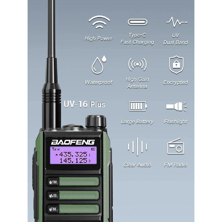 Baofeng UV16 Pro Plus V2 CB Ham FM Radio Station Two Way Amateur VHF Powerful UV16 Walkie Talkie Radios For Outdoor Hunting