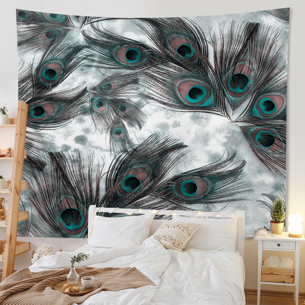 Bedroom Living Room Tapestry Home Decor Pink Feather Tapestry Feather Print Tapestry Background Decor