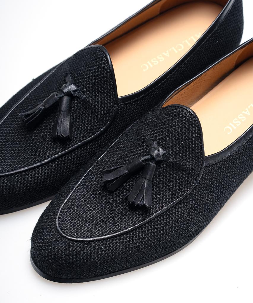 Allclassic Alc4402 Belgian Summer Linen Tassel Loafers_Black
