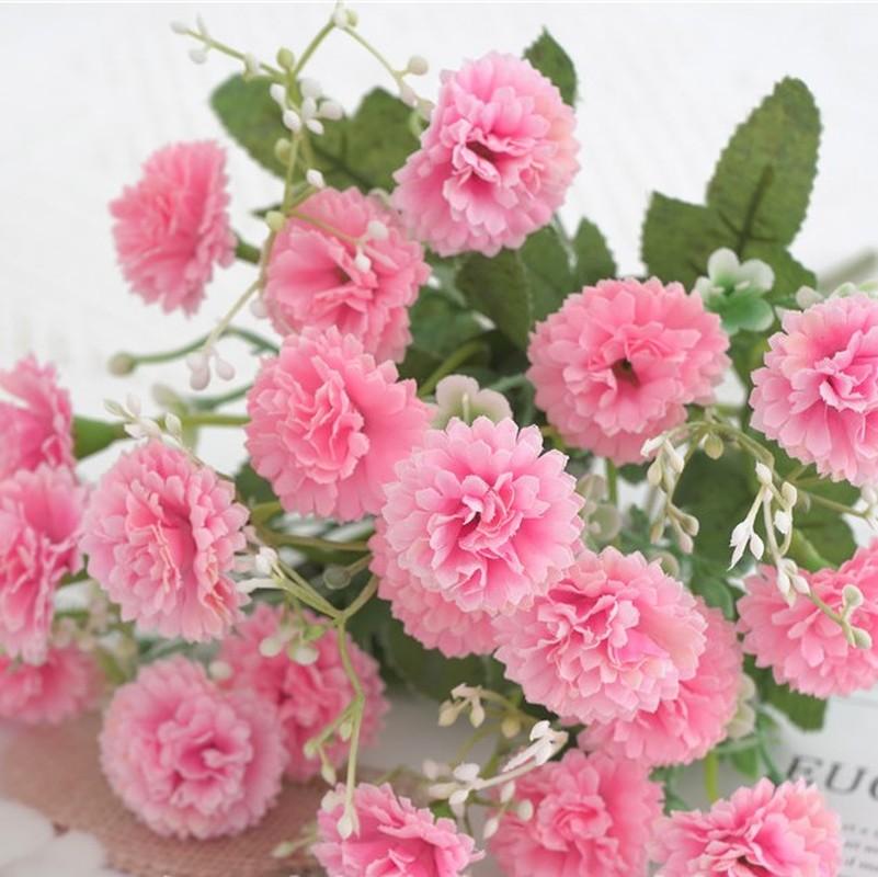 20 Heads Carnation Bouquet Artificial Flowers Bride Wedding Home Decoration Fake Flowers Faux