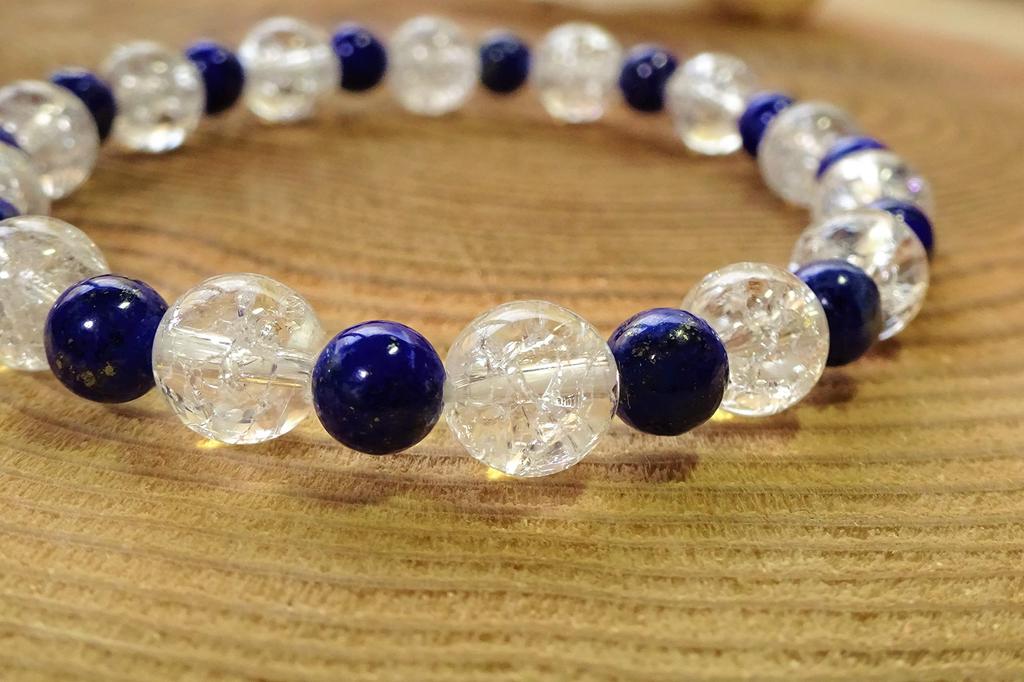 Leaf Stone Good Wear Genuine Lapis Lazuli On Your Lapis Lazuli and Crack Quartz Bracelet for Power Natural 8mm X 6mm Medium [Bring Luck! Wrist!]