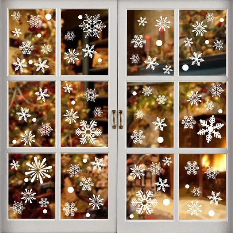 1 Sheet Snowflake Static Cling Glass Stickers Merry Christmas Decoration Home Decor Snowflake Window Stickers New Year Wallpape