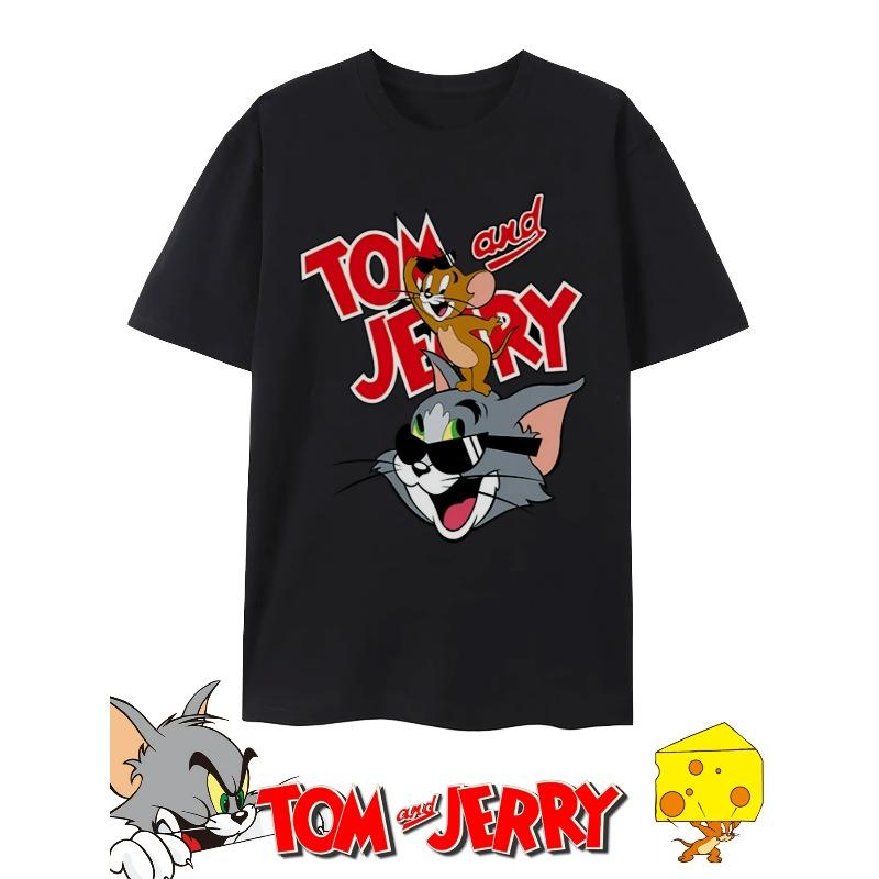 Европейские размеры 1 шт. Мужская футболка с принтом Тома и Джерри - Большого размера, оверсайз, с культовыми мышонком Томом и Джерри