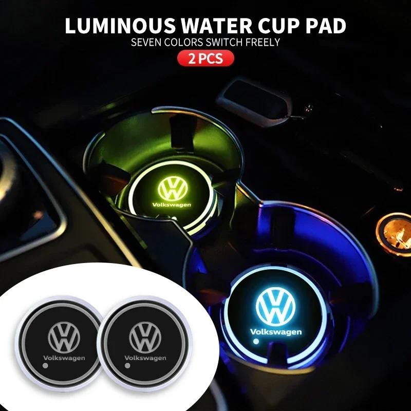 Для Volkswagen VW Светодиодный держатель для стакана/напитка в машине с логотипом, USB-зарядка, Светящаяся подставка для Volkswagen Sagitar GTI Polo Passat R-Lin