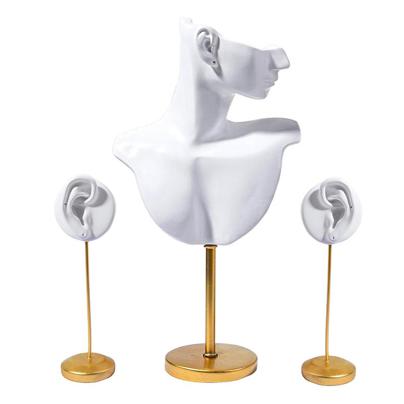 3 шт./набор Модель человеческого уха Хранение ювелирных изделий Подставка для ювелирных изделий в форме уха Белая смола Манекен Подставка Черный 3 стиля
