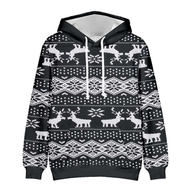 Hoodies For Men Women Ugly Christmas Sweater Xmas 3D Funny Printed Long Sleeve Hoodies Pullover Blouse Tops Graphic Sweatshirts