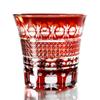 GREEM MARKET Crafts with Wooden Box Glasswork Kiriko Glass Cup Shochu Glass Kiriko Glass Product GMS00726 Number (Red)