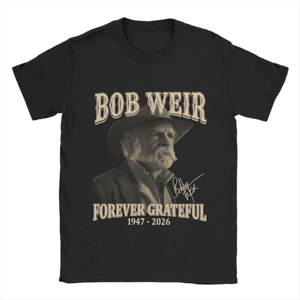 Bob Weir T-Shirt for Men Casual Cotton Tees Round Neck Short Sleeve T Shirts Gift Idea Clothes
