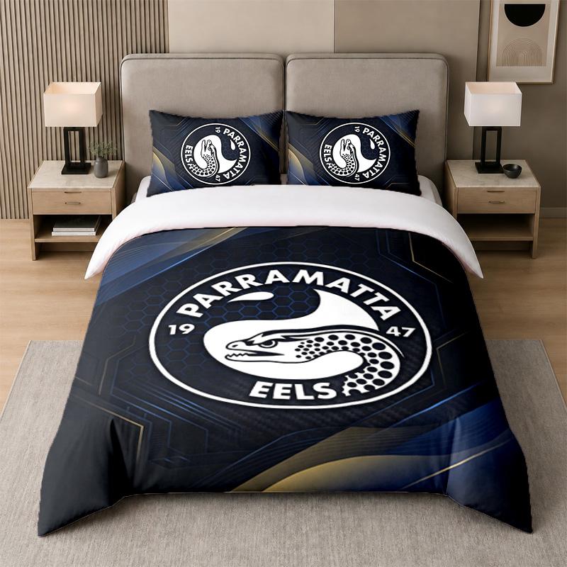 3Pcs Bedding SetParramatta Eels Soft Bed Sheet and Two Pillowcases Home Bedroom Decor