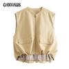 Spring and Autumn Women's Waistcoat Plus Size Street Fashion Pleated Hem Vest