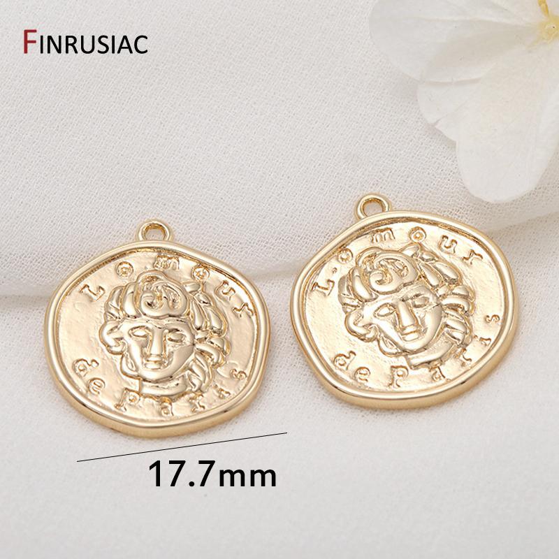 Gold Plated Commemorative Coin Pendant Charms For DIY Jewelry Making High Quality Bracelet Necklace Earring Pendants Findings