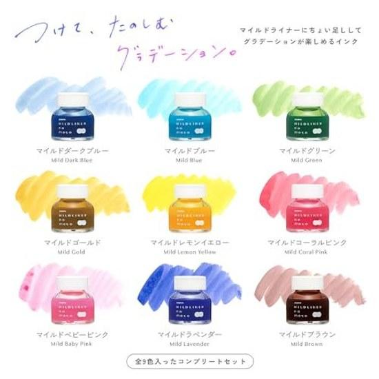 Zebra Highlighter Bottle Ink Mildliner Base Complete Set WI1-LT-9C