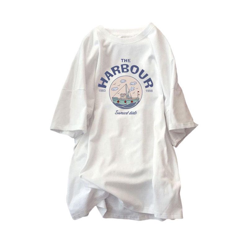 Свободная женская футболка для беременных и кормящих матерей - короткий рукав, средняя длина, большие размеры, летний топ для кормления грудью