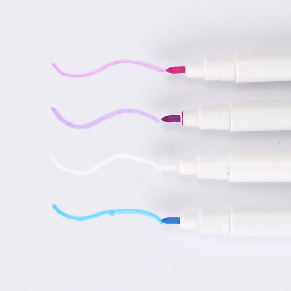 4Pcs/Set Vanishing Fabric Markers Air Erasable/Water Erasable Pens for Quilting Sewing Dressmaking Fabric, White Blue Purple Red