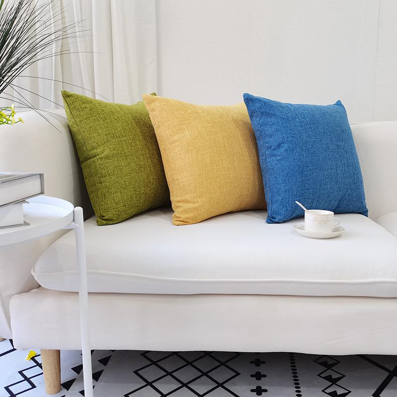 Nordic Home Thickened Linen Solid Color Pillowcase Sofa Cushion Cover Pillowcase
