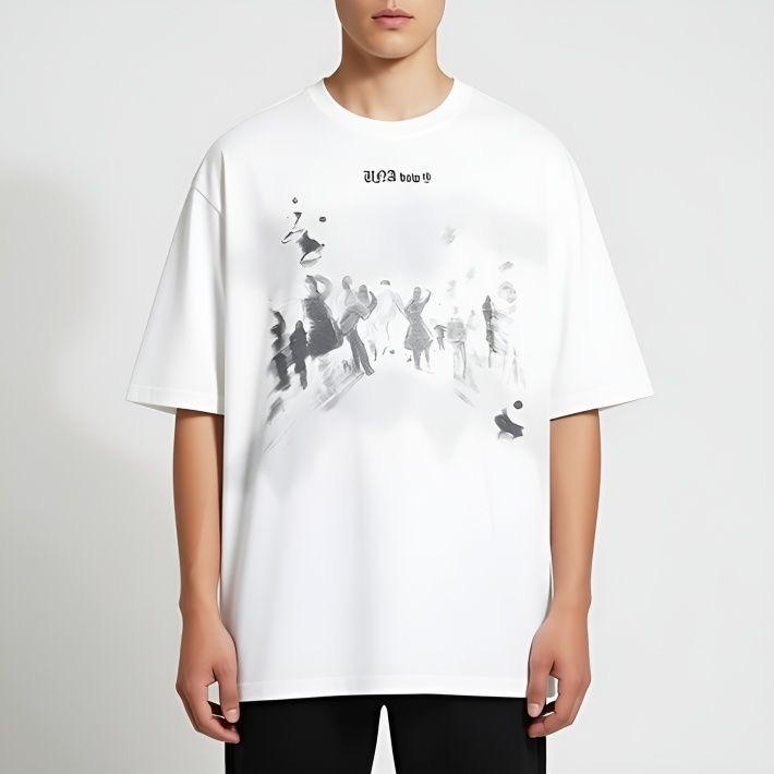 Streetwear Танцующие Тени Графическая Футболка Хлопковая Футболка Унисекс Топы Футболки Летняя Футболка с Коротким Рукавом