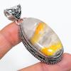 Natural Bumblebee Jasper Handmade 925 Sterling Silver Jewelry Pendant 2.25" Z5O50