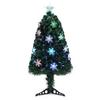 3ft Top With Stars Plastic Base PVC Material Green Fiber Optic 12 Lights With Snow Flakes Christmas Tree