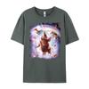 Laser Eyes Space Cat Riding Sloth Llama  Rainbow Shirts Graphic Tee White T Shirt Men