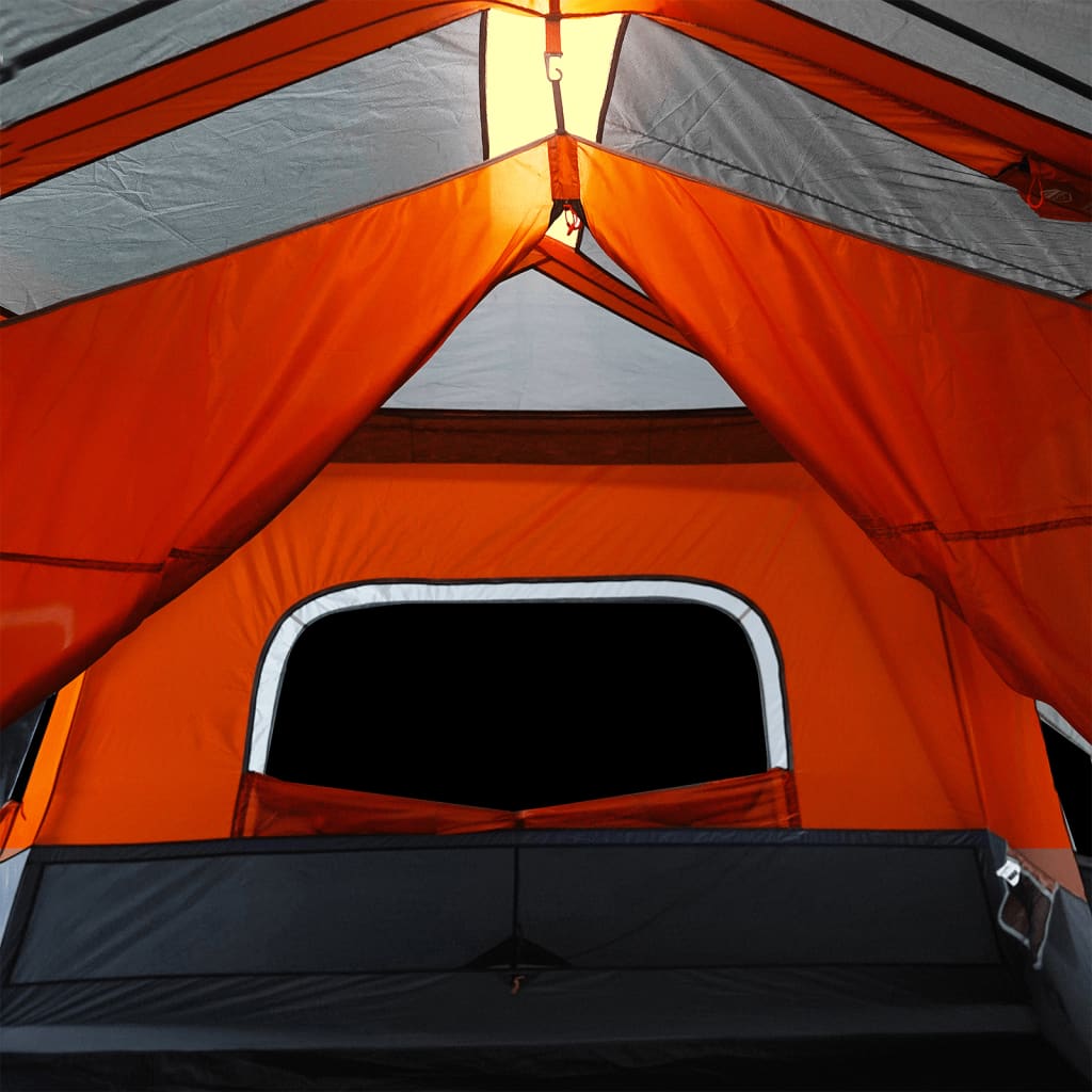 Family Tent with LED Lighting for 10 Persons Light Grey and Orange Quick Release System