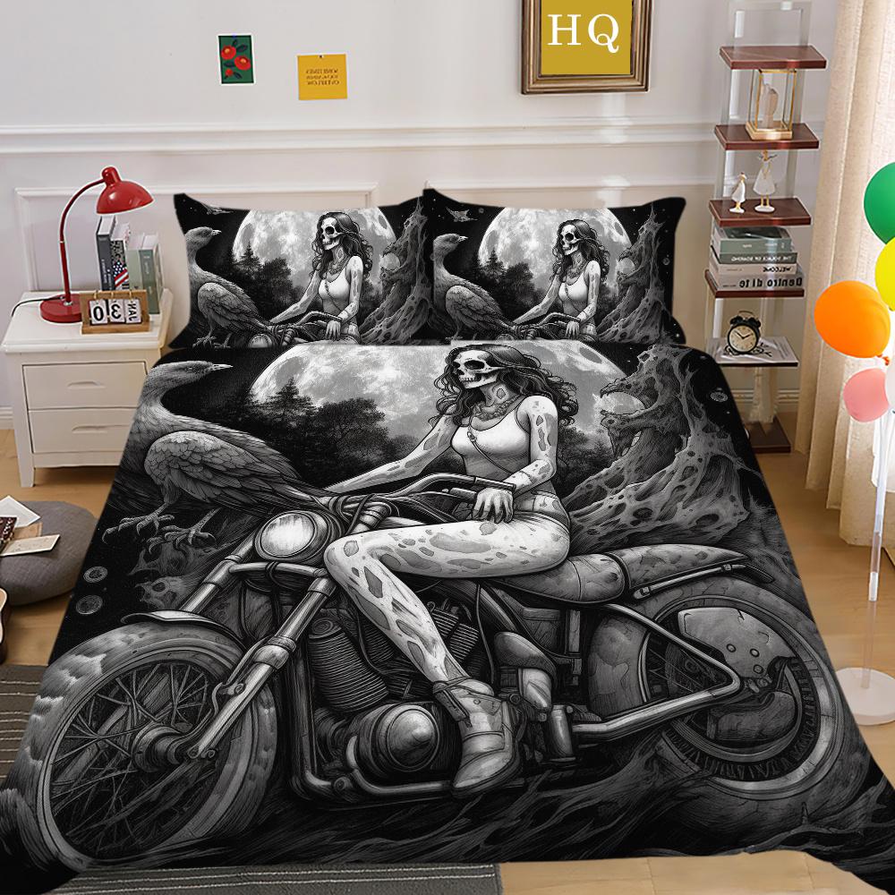 Комплект пододеяльника Beauty с принтом черепа, полный размер, микрофибра, покрывала, наволочка высокого качества, роскошные комплекты постельного белья