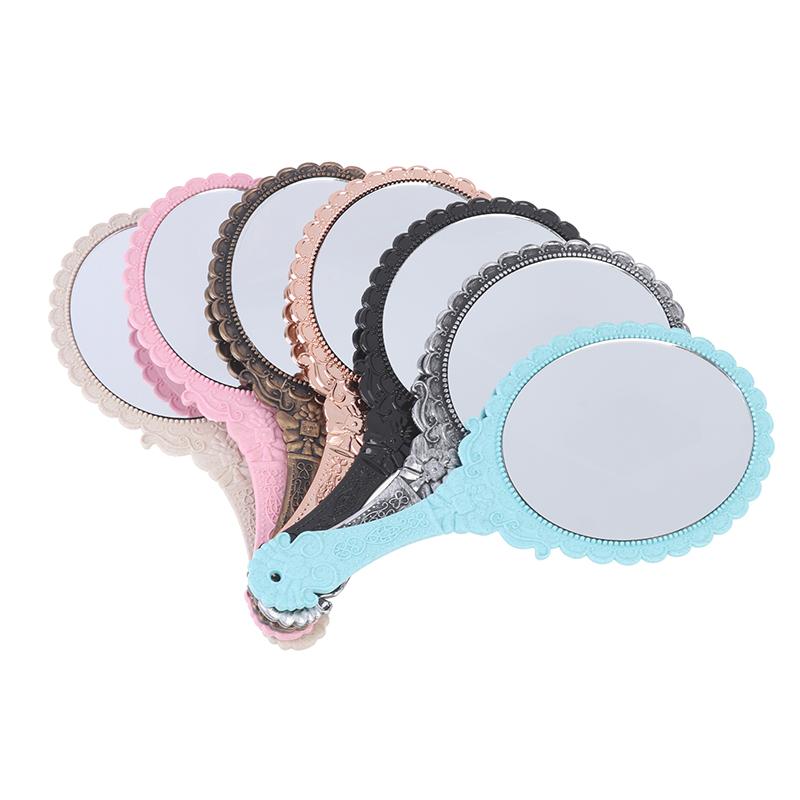 Винтажное резное портативное косметическое зеркало для макияжа, ручное зеркало с ручкой, косметическое