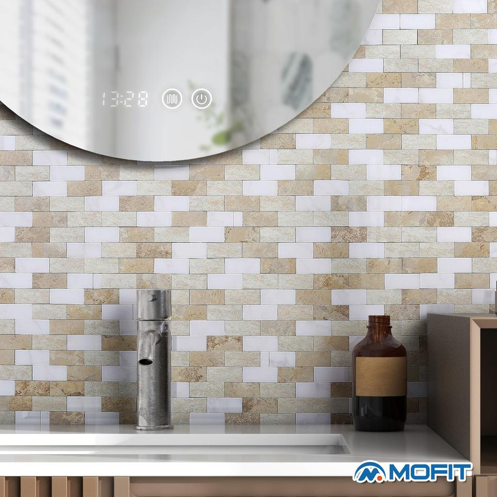 M MOFIT Плитка в мраморном стиле для кухни и умывальника, водонепроницаемая плитка для ванной комнаты, настенная мозаика, плитка в стиле «метро» 5 наклеек, листов, панелей, плиток, (бежевый/ржавчина,