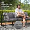 Three Piece L Shaped Garden Furniture Set With Cushions Grey