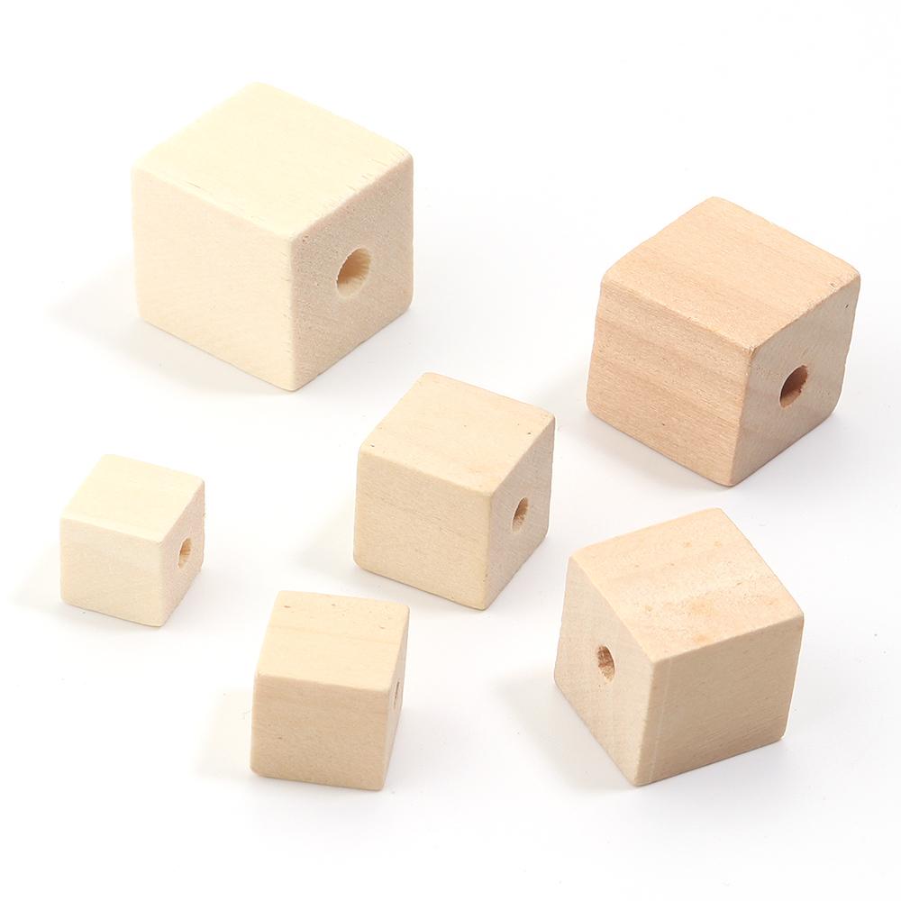 30pcs 10-20mm Natural Color Wooden Beads Square Wood Beads Loose Spacer Beads For Jewelry Making DIY Bracelet Necklace Crafts