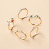 Open Gold Plated Flower Ring Set Alloy Jewelry Niche Diamond Set Pair Ring Women's Diamond