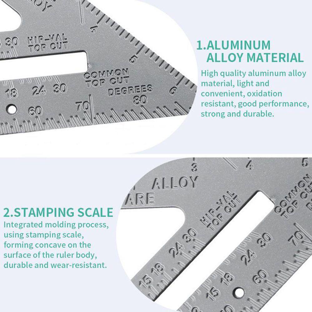 Miter Speed Framing Tri-Line Saw Guide Triangle Protractor Square Ruler Measurement Tool