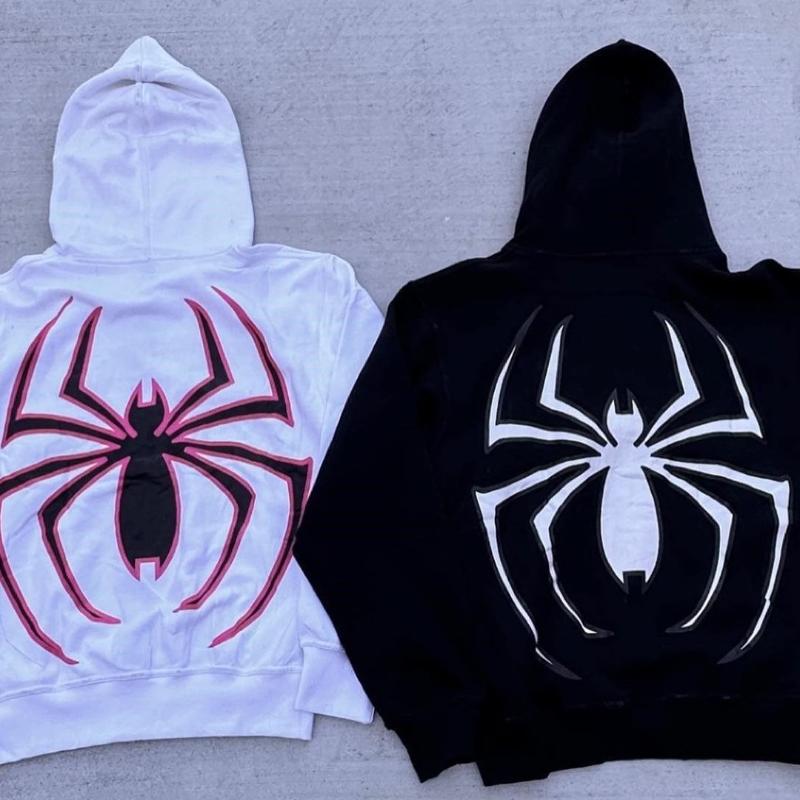 European and American Autumn and Winter Printed Zippered Hooded Jacket, Street Trendy Men's and Women's Loose Fitting Sweaters