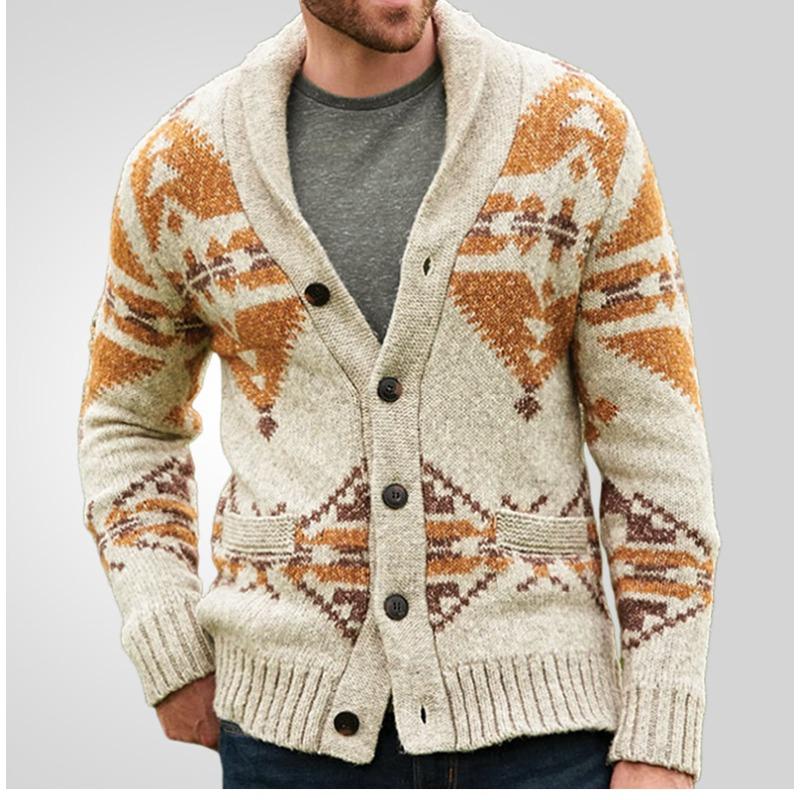Осень и зима Новая мужская верхняя одежда с принтом Свитер с длинными рукавами Вязаная куртка