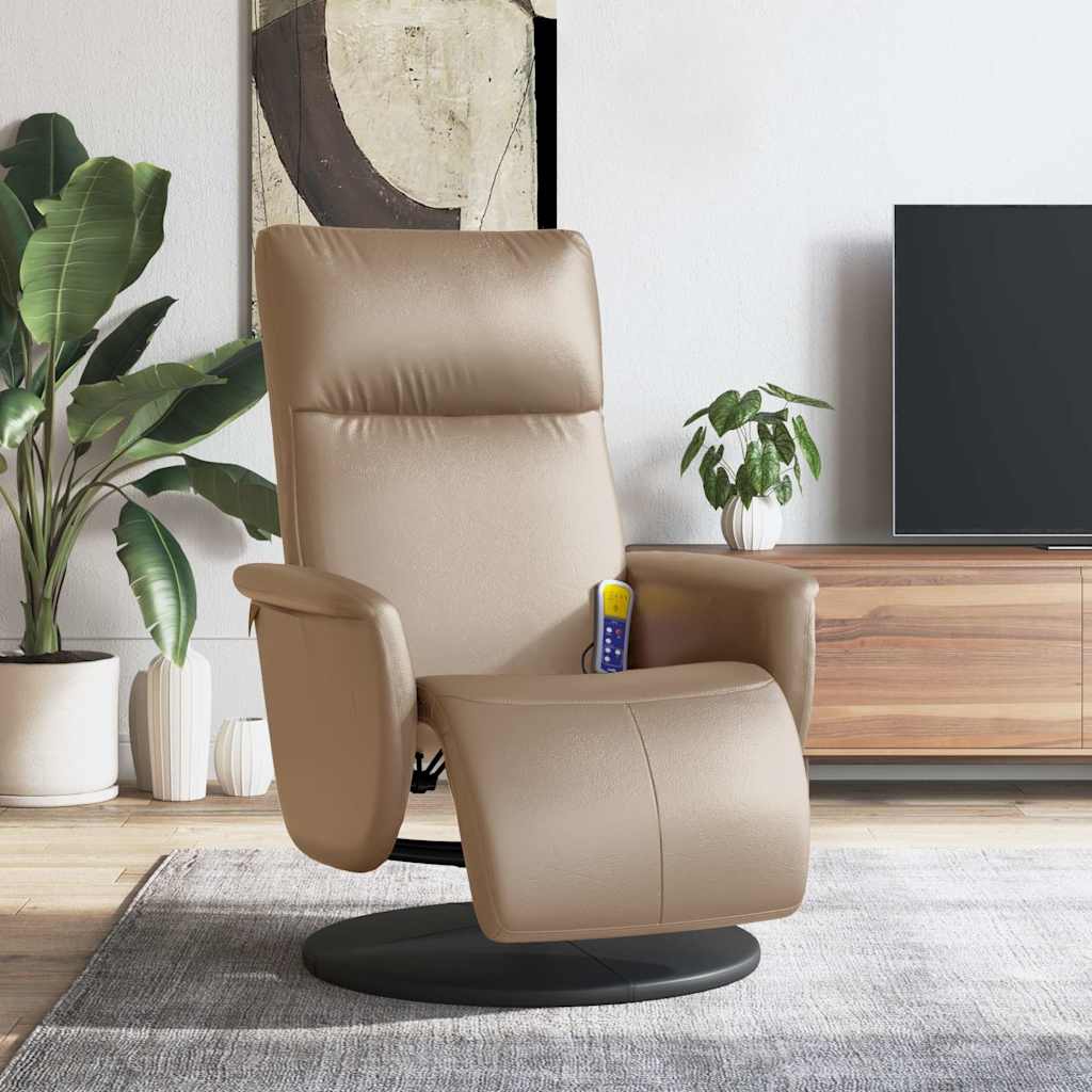 Massage Chair with Footrest Cappuccino Brown Artificial Leather