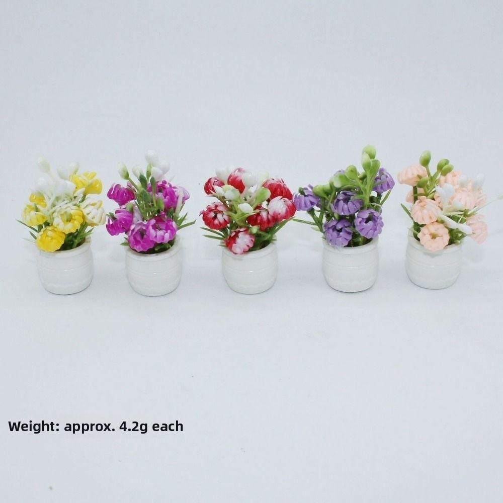 4cm/1.1*5cm Plastic Simulation Vase Green Plant Potted Vase  Miniature Dollhouse Decorations