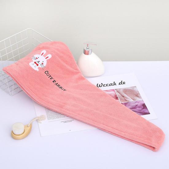 Шапка для сушки волос, быстросохнущее супермягкое короткое бархатное полотенце с вышивкой мультяшных животных, сухое полотенце для волос, инструмент для купания, ежедневное использование