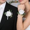 Бутоньерка для костюма Свадебная браслетная лента с искусственным жемчугом и имитацией роз Романтические цветочные аксессуары для жениха и невесты Украшение для выпускного