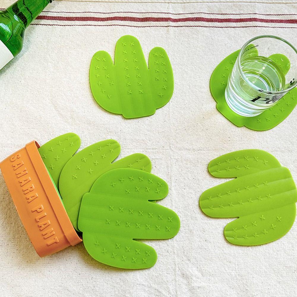 Creative Cactus Coasters Set Anti Scald Decorative Placemats Safe Cactus Cup Mat Tableware