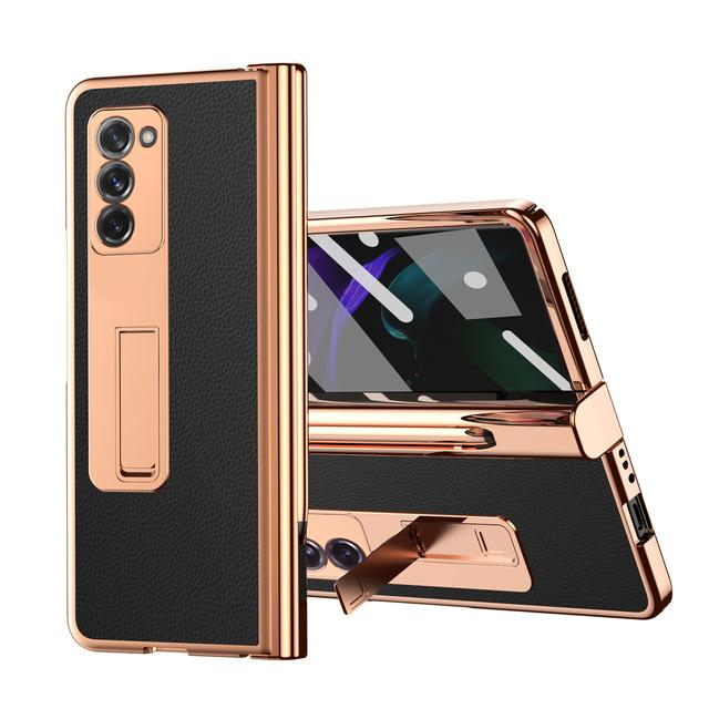 Защитный чехол из закаленного стекла с полной защитой для Samsung Galaxy Z Fold 3 4 Fold4 Fold3 Fold2 Fold 2 5g Кожаный чехол-держатель для ручек