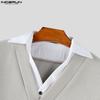 INCERUN Autumn Winter Men Patchwork Lapel Neck Long Sleeve Casual Texture Pullovers