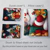 3pcs Christmas Bedding Set - Santa & Snowman Print Duvet Cover and Pillowcases, Breathable Polyester, Machine Washable - Perfect