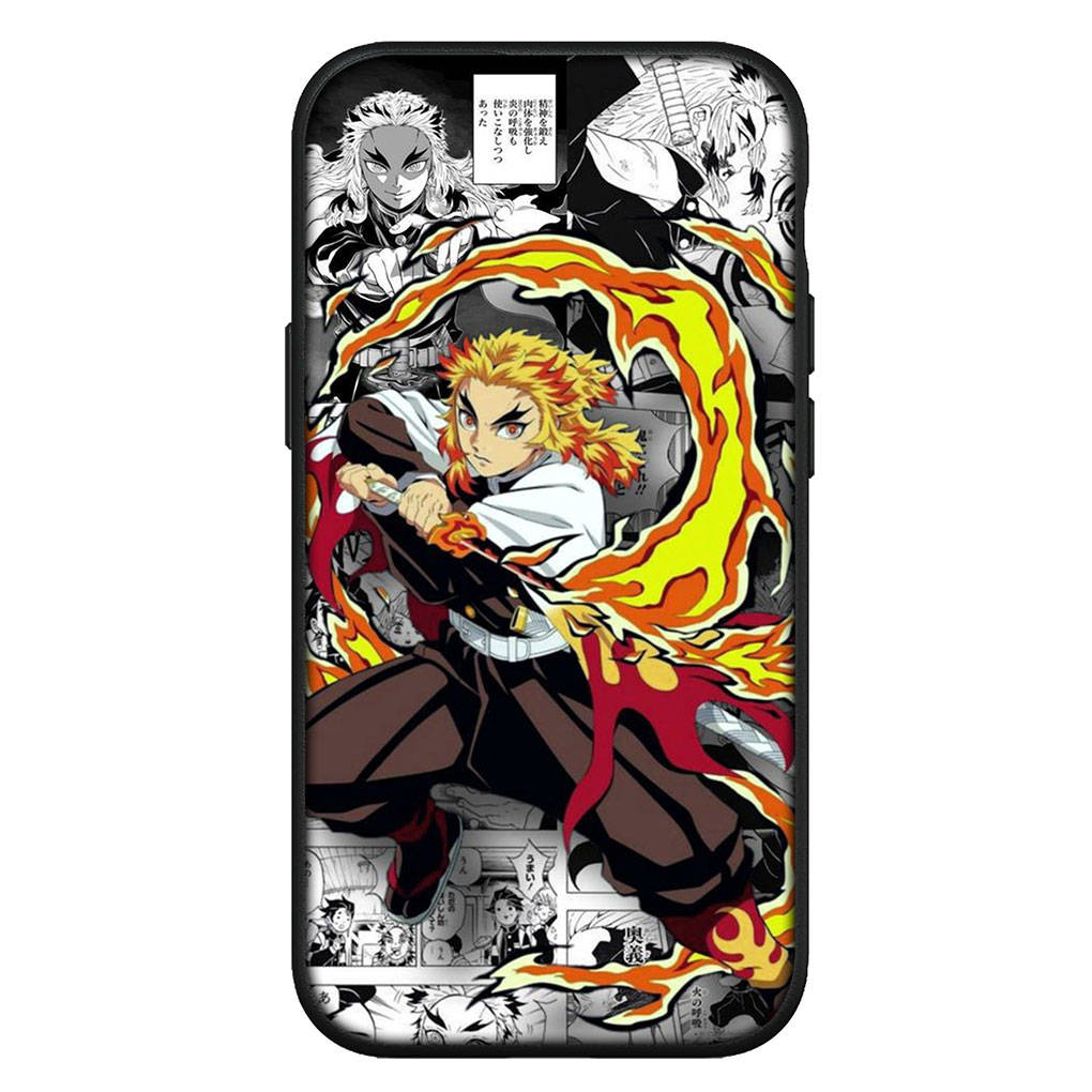 Чехол для iPhone 16 15 Xiaomi Redmi Note 14 13 12 11 Pro Max X 16e Samsung Galaxy S25 S24 S23 Moto OPPO Huawei Rengoku Kyoujurou Demon Slayer Tanjirou
