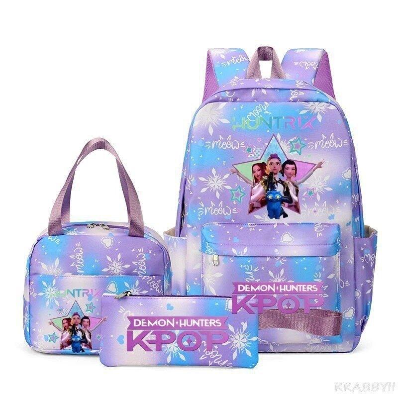 3 Piece School Backpack Set for Students Large Capacity Oxford Cloth Schoolbag with Shoulder Strap and Pencil Case