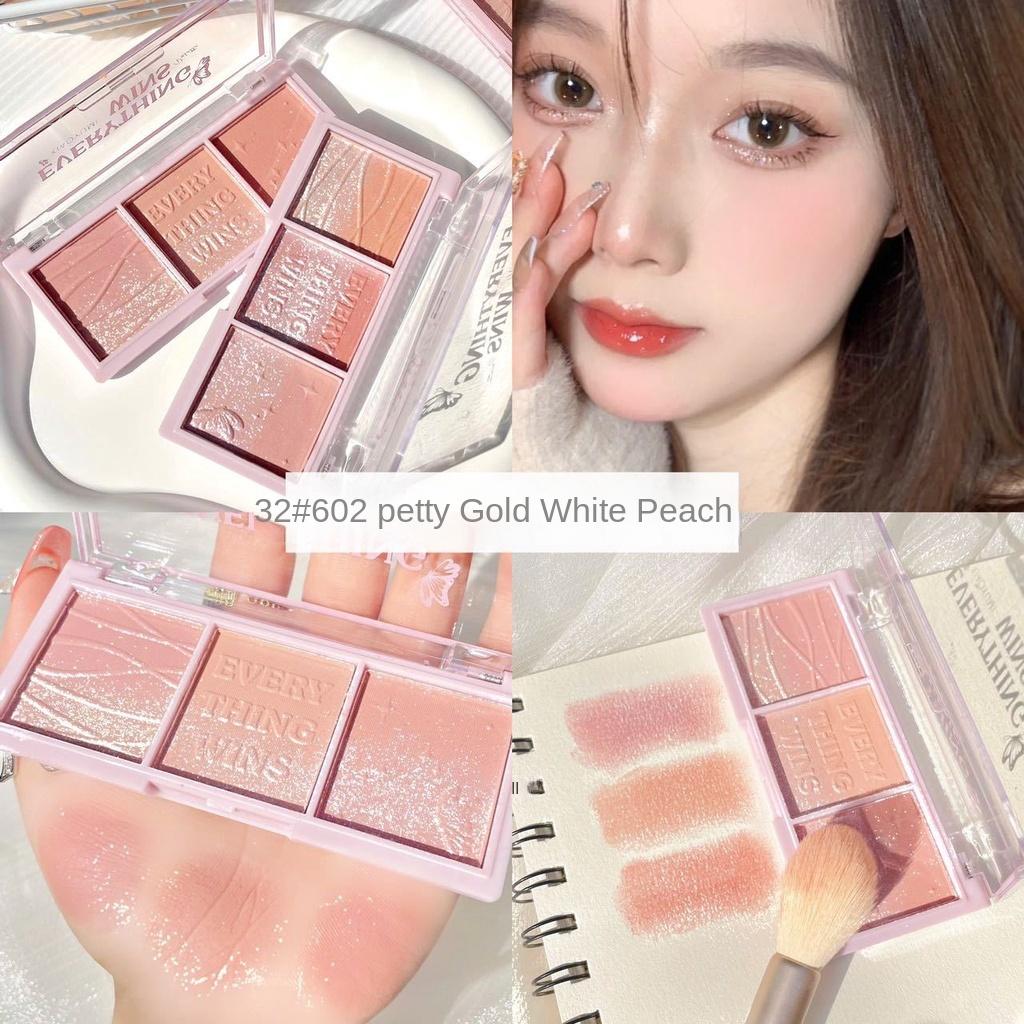 Three Color Blush Eyeshadow Tray Contouring One Plate Highlight Brightening Natural Long-lasting Makeup Waterproof Sweat Resistant Student Cosmetics
