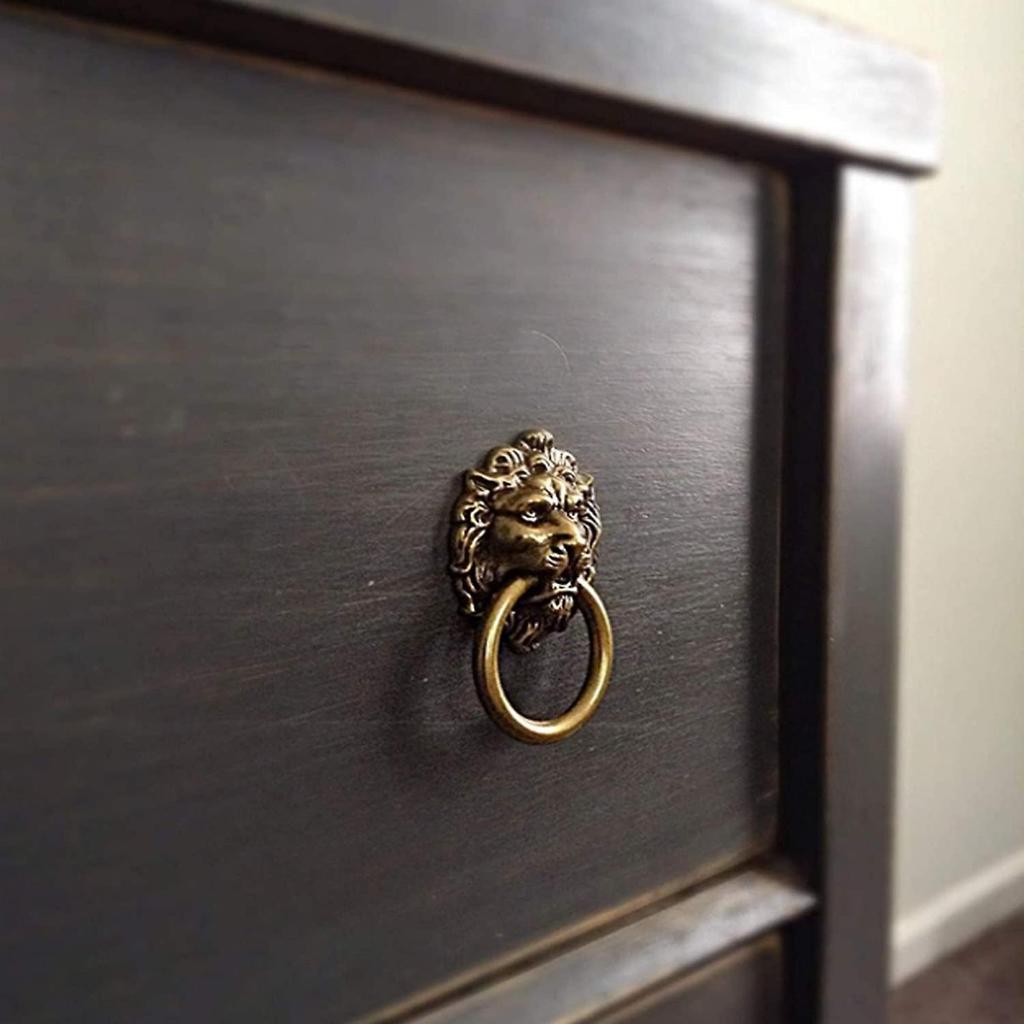 12 шт., дверные ручки, диаметр, ручки для молотка, ручки зеленого бронзового цвета, чистая медь, литье под давлением, голова льва, винтажные