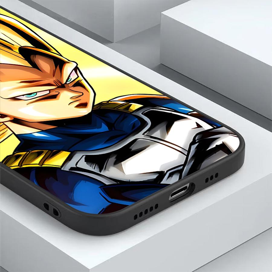 Black Soft Phone Cover Case for iPhone XS Max XR 13 12 11 17 Pro Max 15 16 14 Plus 7 8 17Air Dragon Ball Vegeta Art