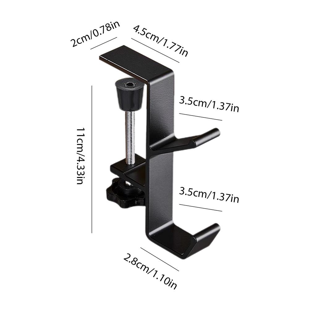 Desk Clamp Bag Hook Adjustable Double Hook Headphone Stand Backpack Storage Hanging Hook Punch-free Home Office Organizer