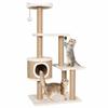 Cat Tree - vidaXL - Seagrass - 123 Cm - Beige - Corrugated Cardboard, Plush