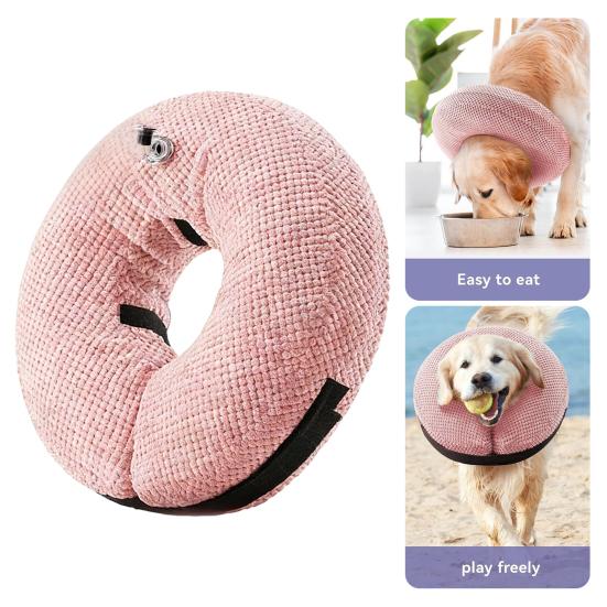Inflatable Dog Collar Blow Up Dog Donut Collar Cone Collar Alternative After Surgery Pet Donut Collar for Large Medium Small Dogs Cats Post Surgery