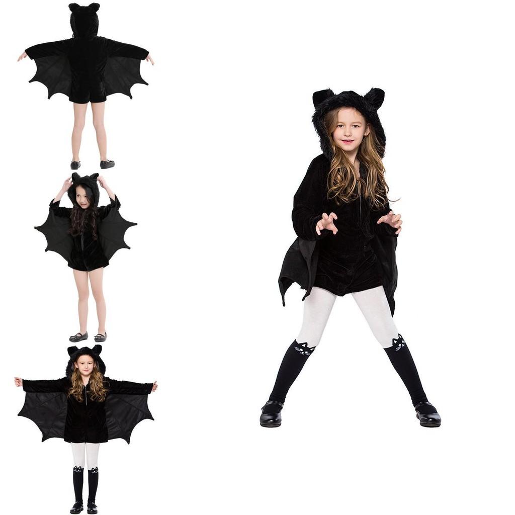 Girls Bat Cosplay Costume With Spandex Blend For Halloween Kids Party Or Stage Shows